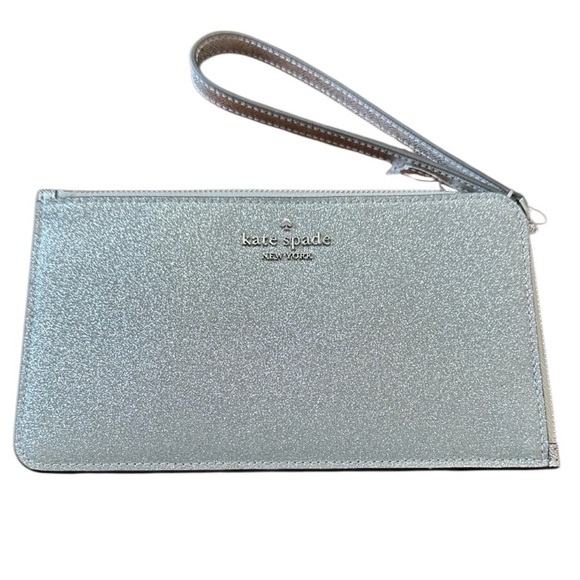 kate spade Handbags - Kate Spade Metallic Silver Clutch. NWOT